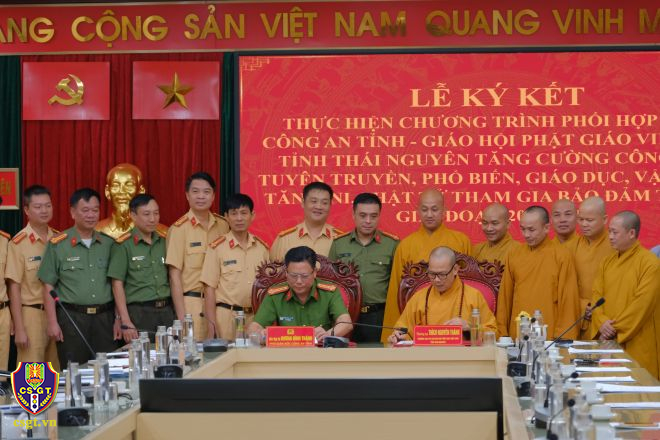 Thái Nguyên: Ký kết phối hợp tuyên truyền, vận động, tăng, ni, phật tử tham gia bảo đảm trật tự ATGT